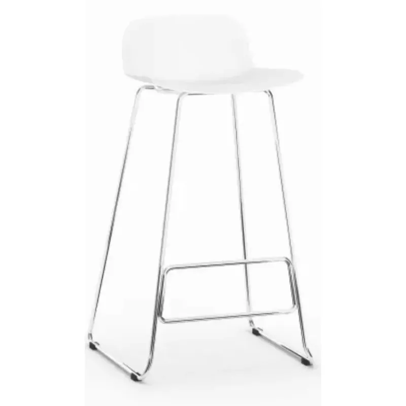 NUT│Tabouret dossier bas pied chromé (lot de 4)