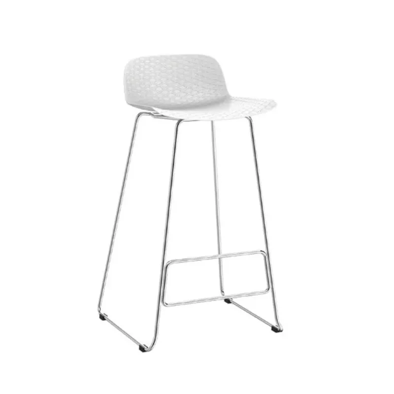 NUT│Tabouret dossier bas pied chromé (lot de 4)