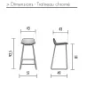 NUT│Tabouret dossier bas pied chromé (lot de 4)