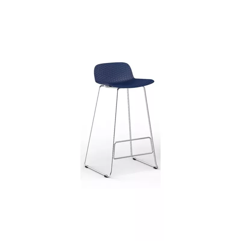 NUT│Tabouret dossier bas pied chromé (lot de 4)