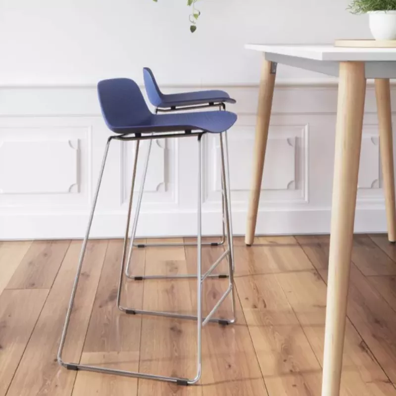 NUT│Tabouret dossier bas pied chromé (lot de 4)