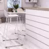 NUT│Tabouret dossier bas pied chromé (lot de 4)