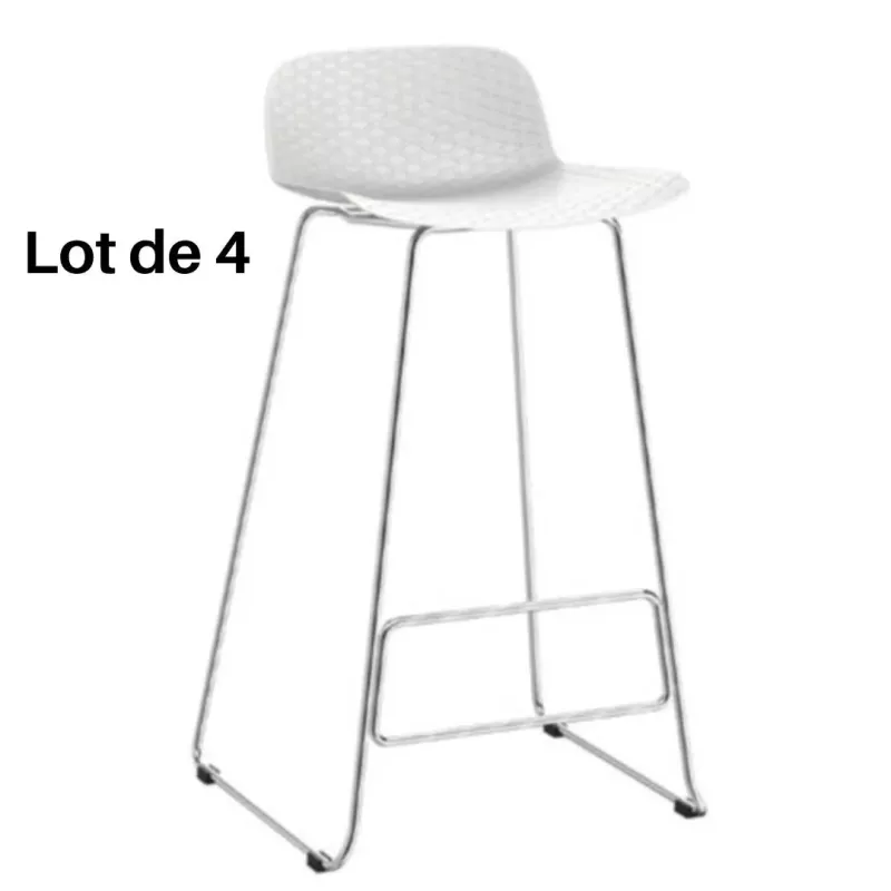 NUT│Tabouret dossier bas pied chromé (lot de 4)