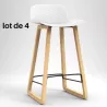 NUT│Tabouret dossier bas pied bois naturel (lot de 4)