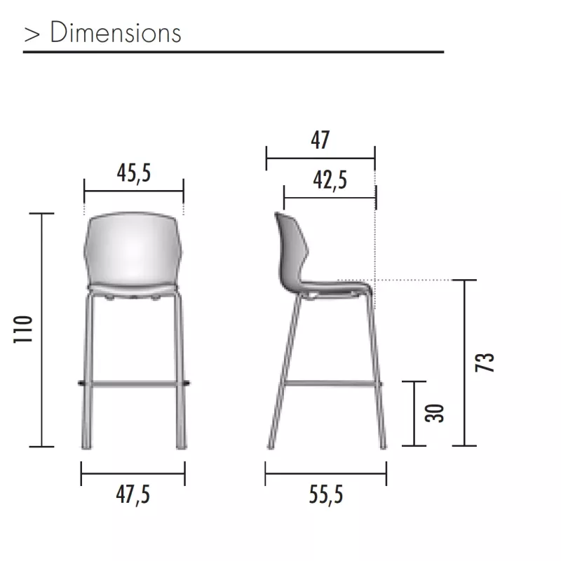 NO FRILL│Tabouret polypropylène structure graphite 7 coloris à choix