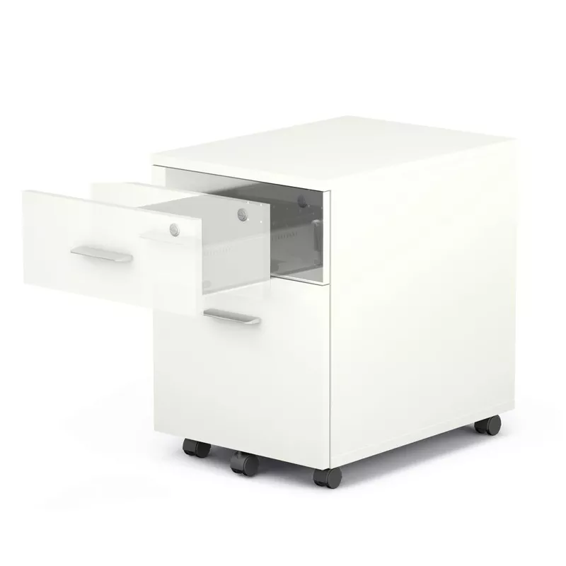 EOL ECO│Caisson 2 tiroirs mélaminé sous bureau poignée Alu-2 coloris