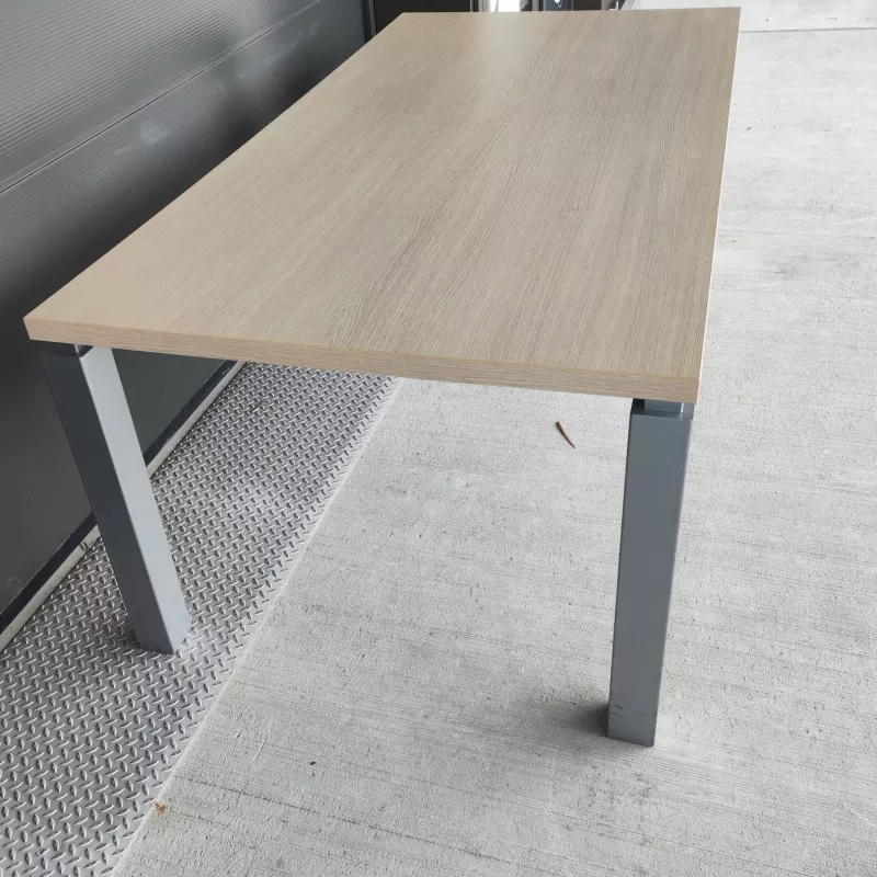 KARAOL│Bureau droit│L200 x p100│Chêne fil/Gris aluminium