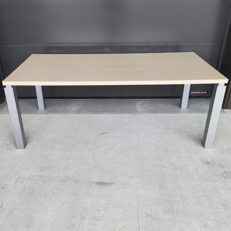 KARAOL│Bureau droit│L200 x p100│Chêne fil/Gris aluminium