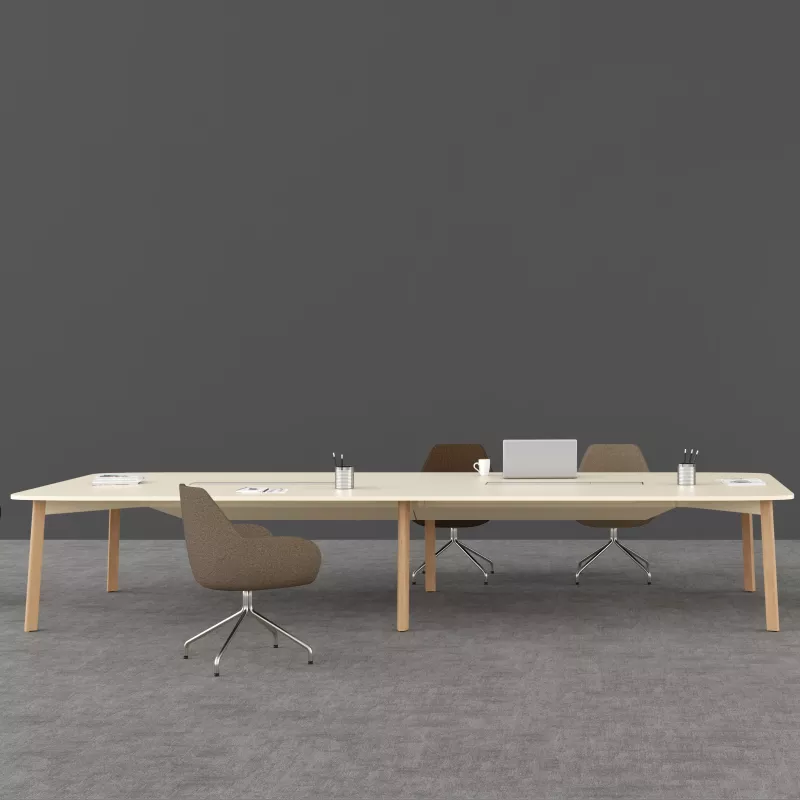 KARL CONFERENCE│Table de réunion - 10-12 personnes -  280x150 - avec trappe │Lin / Chêne massif