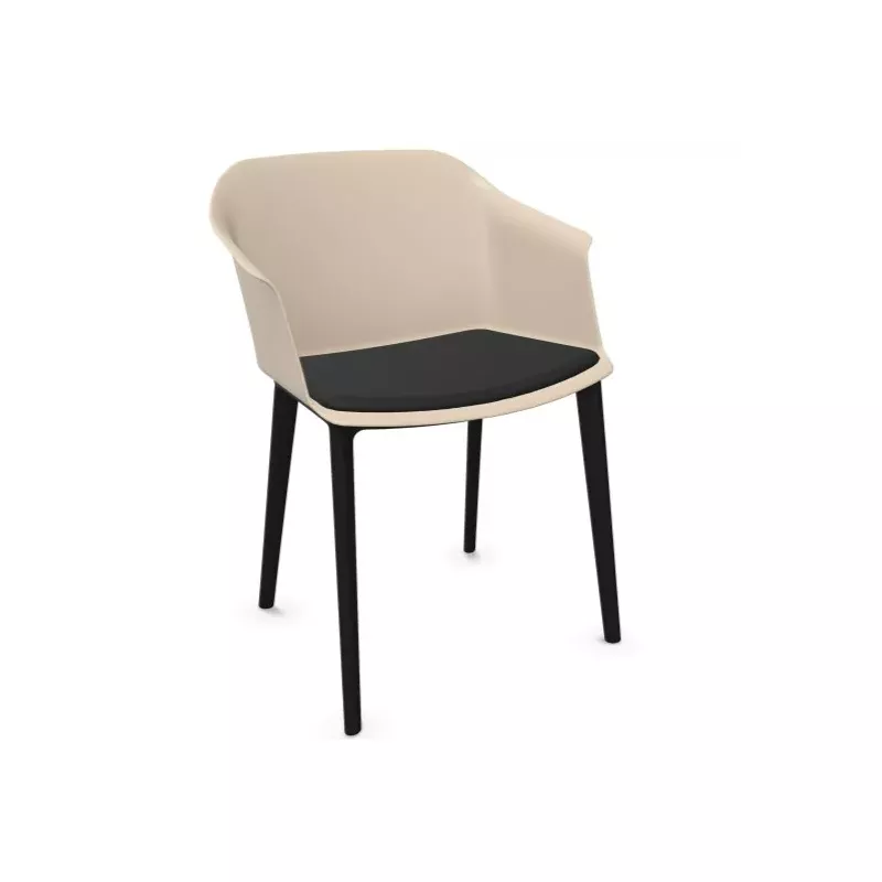 SCOTT│Fauteuil 4 pieds PVC noir │Avec placet│Coloris à choix
