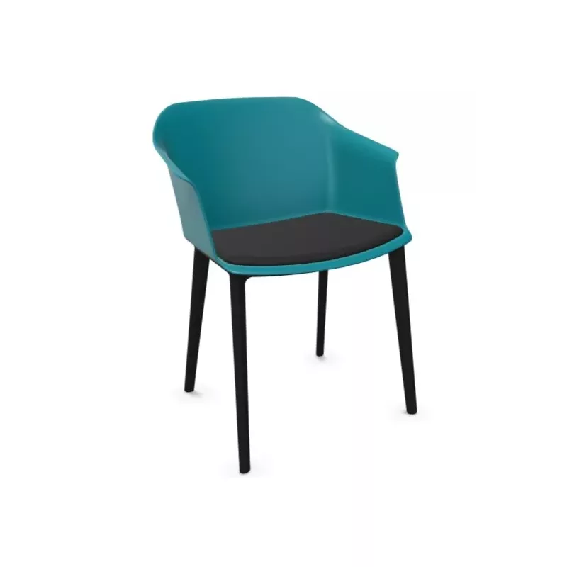 SCOTT│Fauteuil 4 pieds PVC noir │Avec placet│Coloris à choix