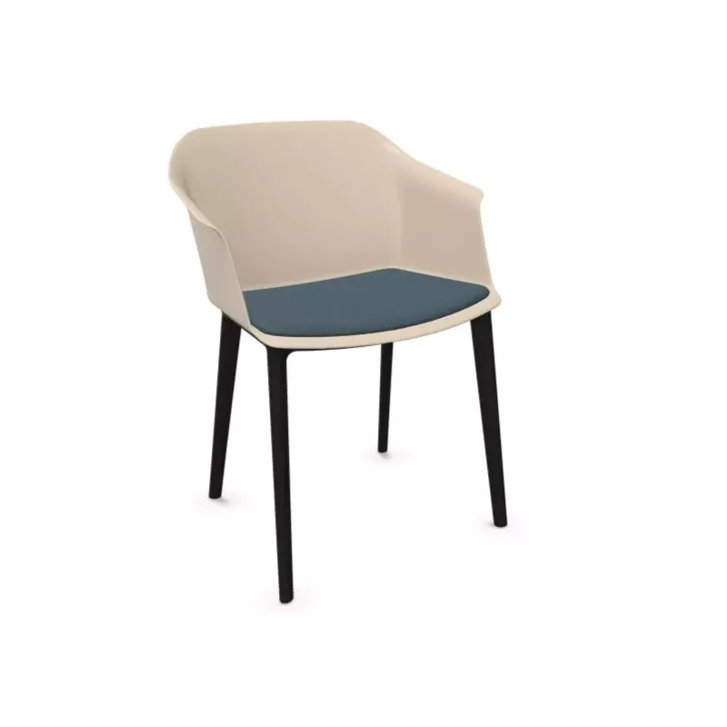 SCOTT│Fauteuil 4 pieds PVC noir │Avec placet│Coloris à choix