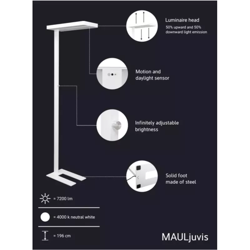 MAUL│Lampadaire LED MAULjuvis capteur réglable - Noir