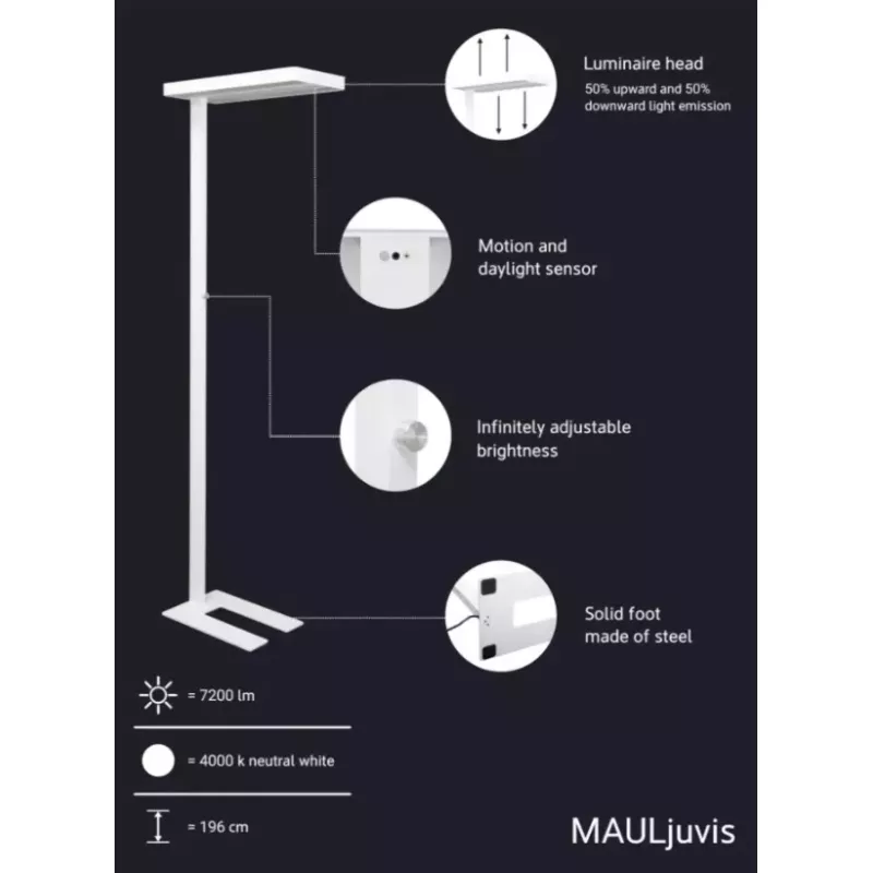 MAUL│Lampadaire LED MAULjuvis capteur réglable - blanc