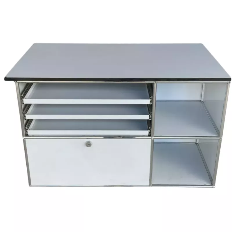 USM HALLER│Desserte 4 cases - Gris / Chromé