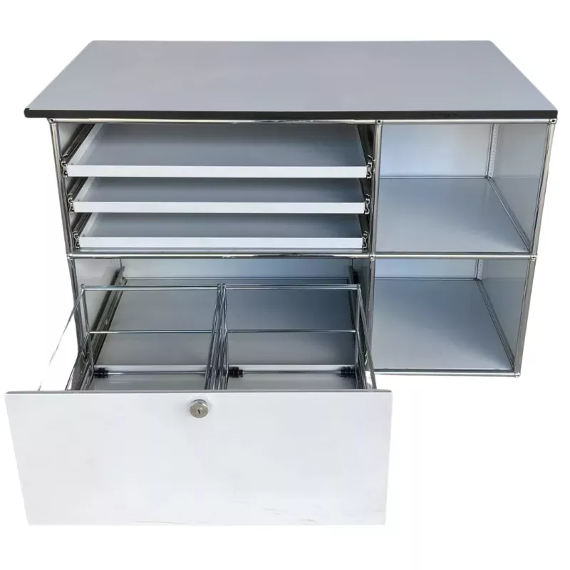 USM HALLER│Desserte 4 cases - Gris / Chromé