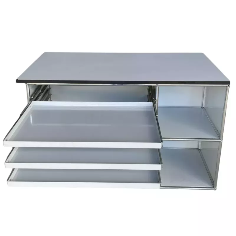USM HALLER│Desserte 4 cases - Gris / Chromé