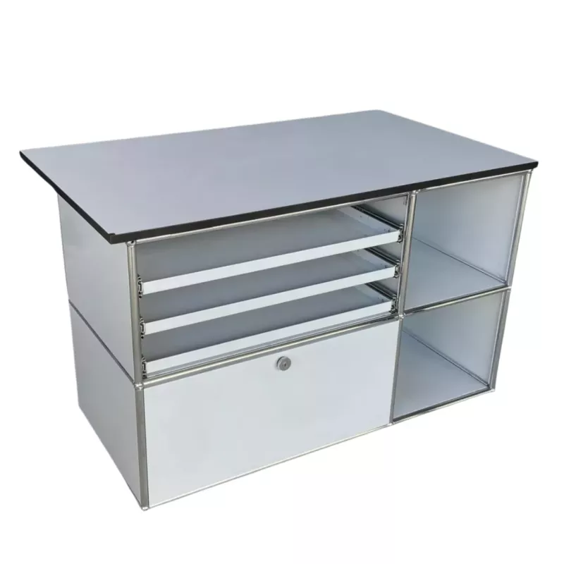 USM HALLER│Desserte 4 cases - Gris / Chromé
