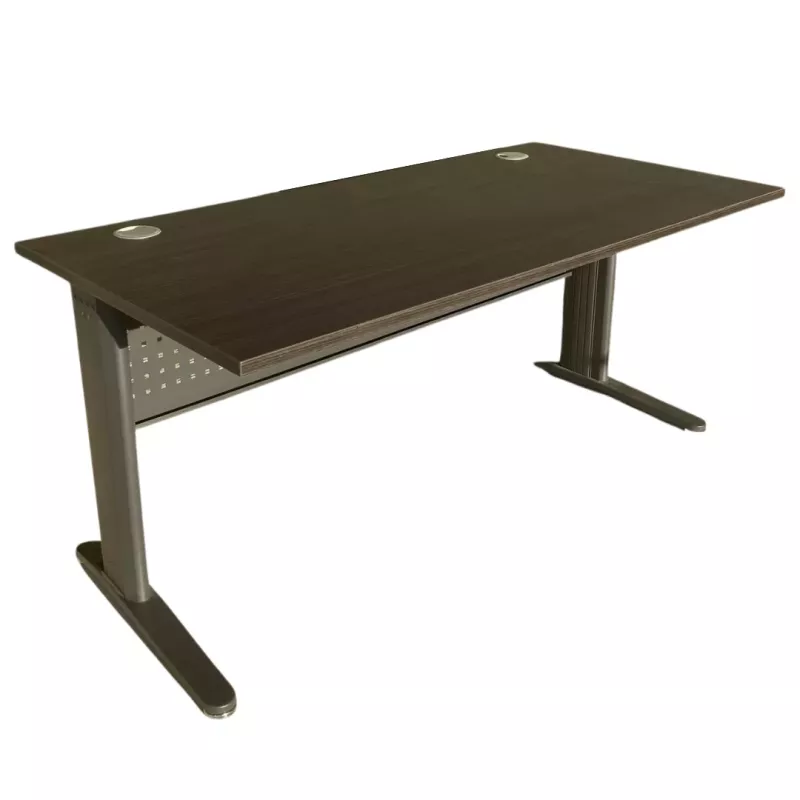 STAR│Bureau droit L 180x80 cm - pied fixe│Ébène Ash / Gris Anthracite