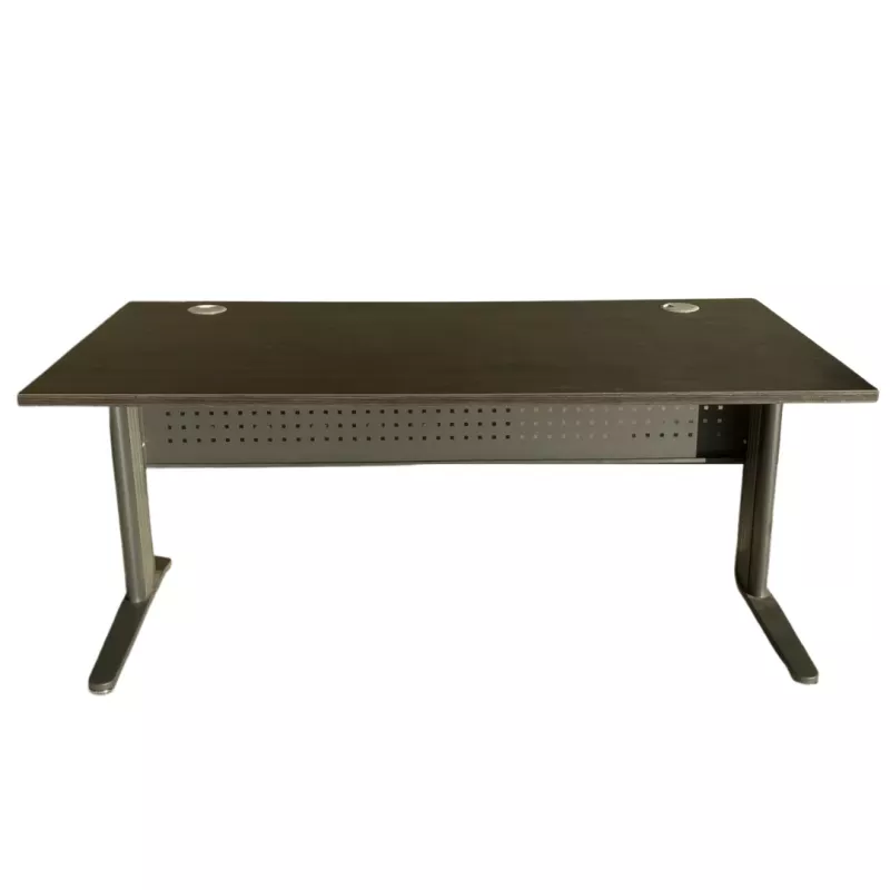 STAR│Bureau droit L 180x80 cm - pied fixe│Ébène Ash / Gris Anthracite