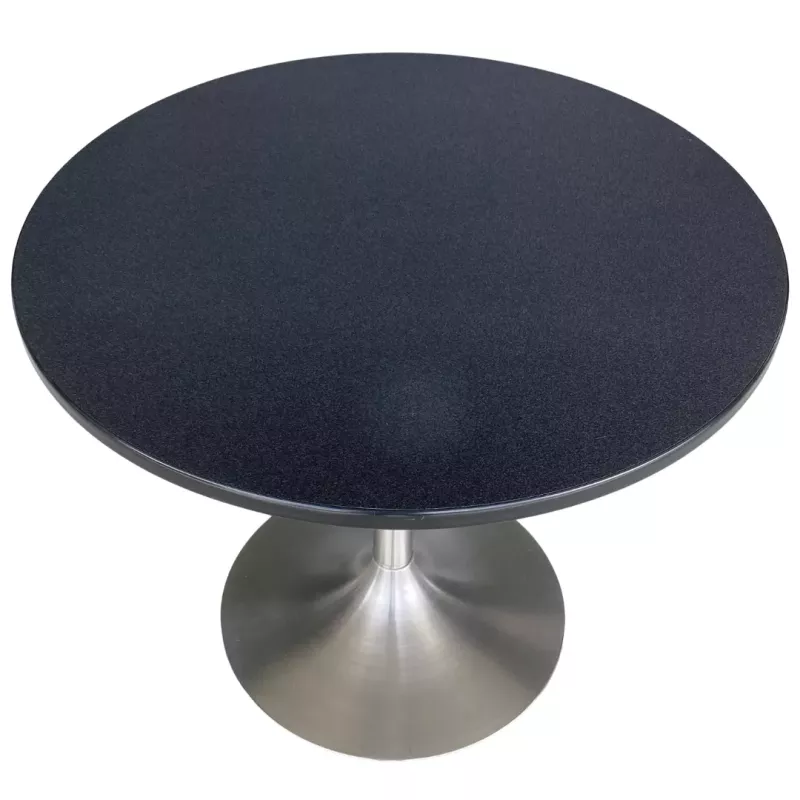 SANMA│Table ronde ø 89.5 cm│Stratifié noir/Chromé
