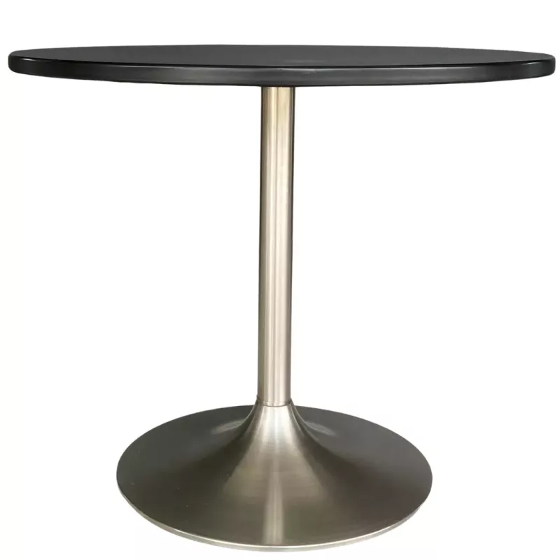 SANMA│Table ronde ø 89.5 cm│Stratifié noir/Chromé