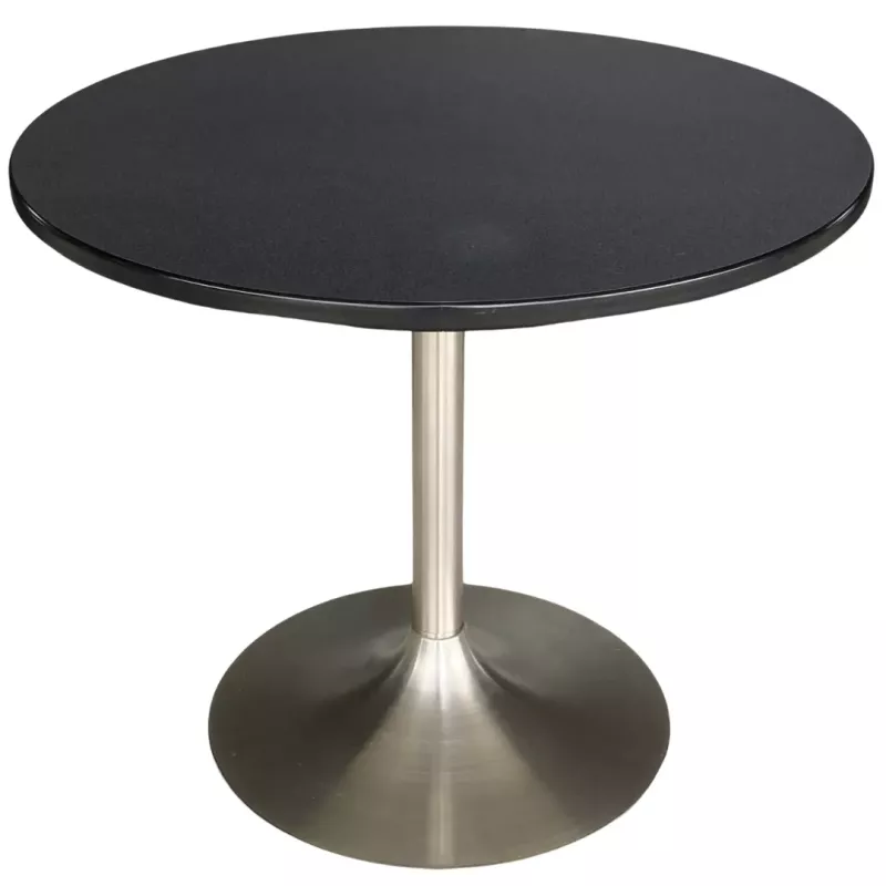 SANMA│Table ronde ø 89.5 cm│Stratifié noir/Chromé