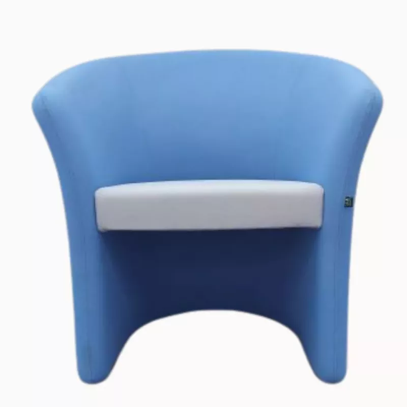BRIDGE│Chauffeuse 1 place tissu bicolore│Bleu clair/Gris clair