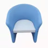 BRIDGE│Chauffeuse 1 place tissu bicolore│Bleu clair/Gris clair