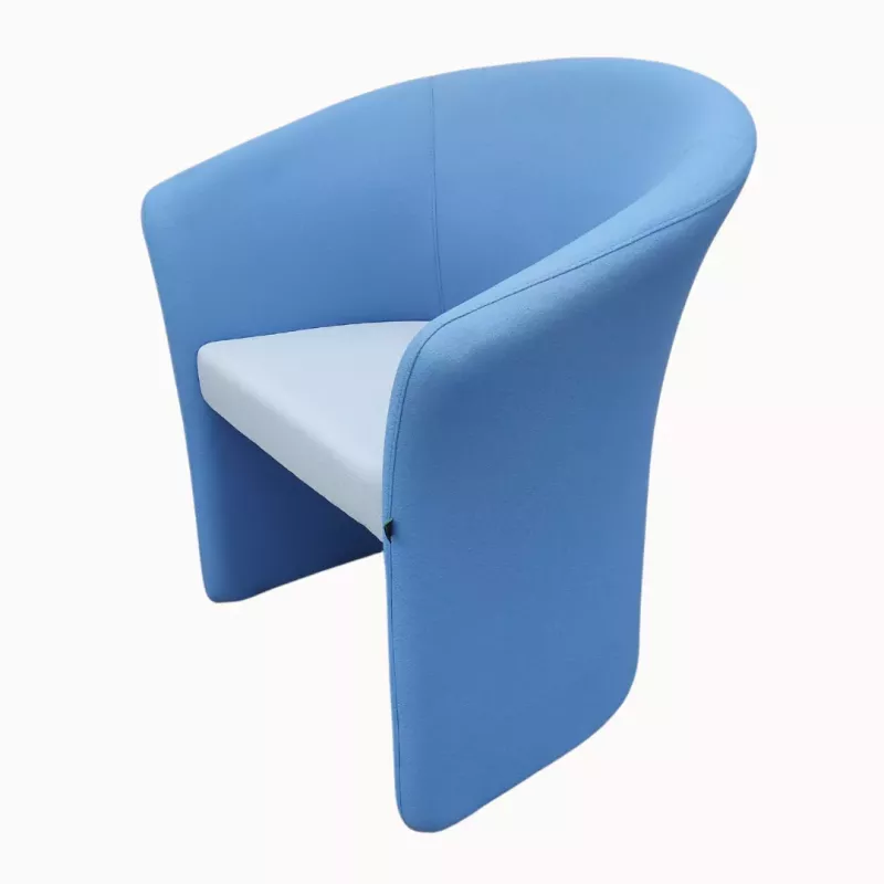 BRIDGE│Chauffeuse 1 place tissu bicolore│Bleu clair/Gris clair