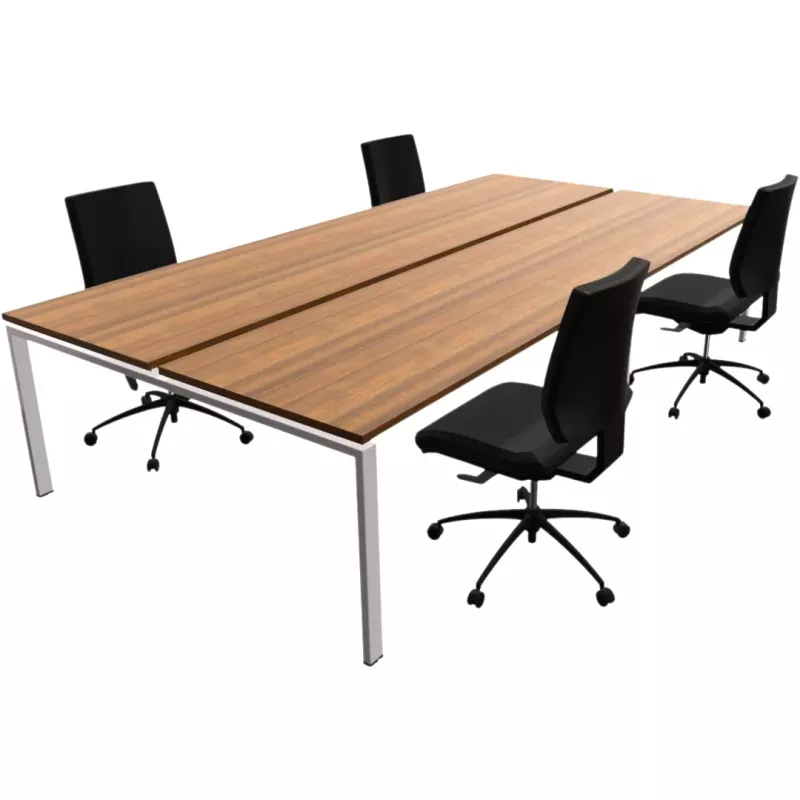 STUL│Structure partagée pour 4 postes L180 x p80 x H 72 cm│Walnut / Gris aluminium