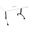 EUREKA│Table abattante 120x70 plateau blanc pieds gris aluminium avec trappe