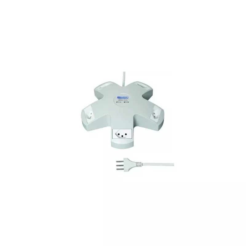 STEFFEN│Multiprise STAR 5xT13 + 2xUSB-A 3m gr/bl