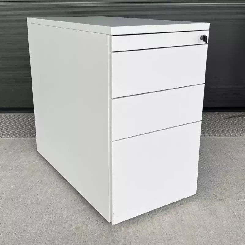 STEELCASE│Caisson hauteur bureau 4 tiroirs - 9664│Profondeur 80 cm│Blanc / Blanc / Noir