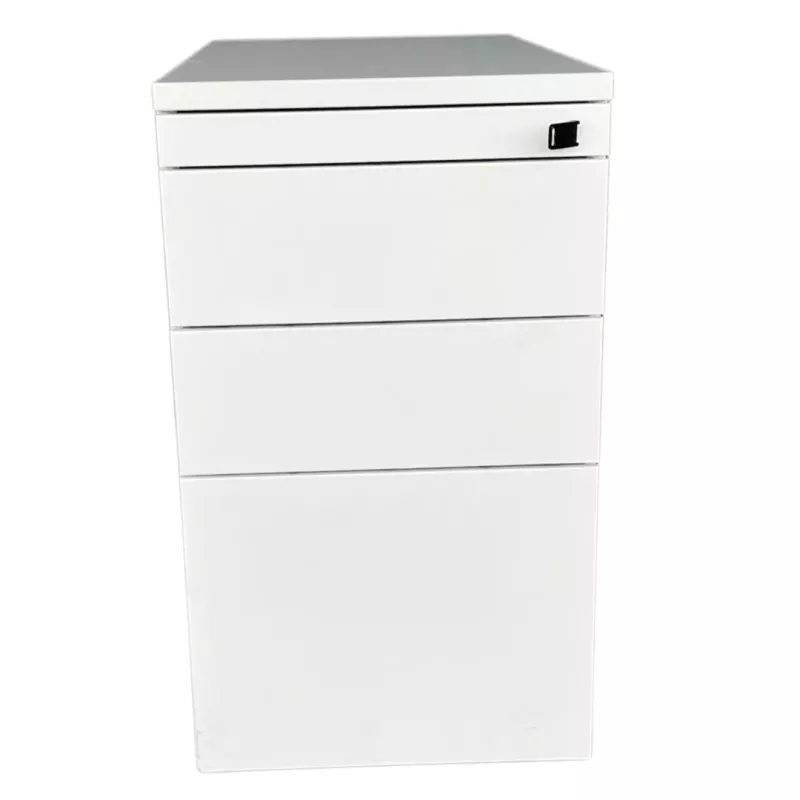 STEELCASE│Caisson hauteur bureau 4 tiroirs - 9664│Profondeur 80 cm│Blanc / Blanc / Noir