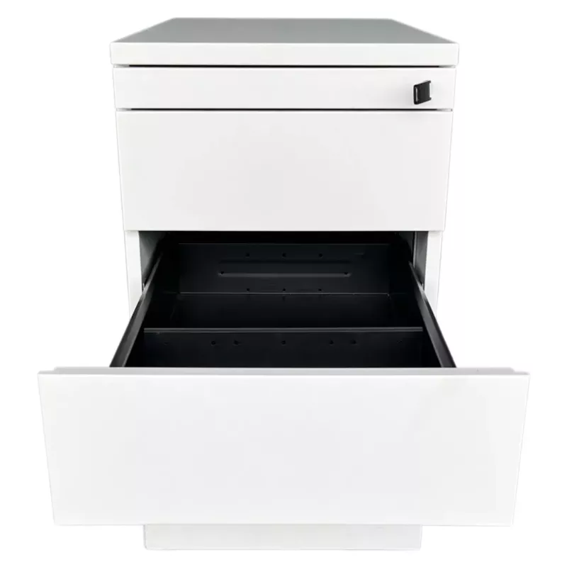 STEELCASE│Caisson hauteur bureau 4 tiroirs - 9664│Profondeur 80 cm│Blanc / Blanc / Noir