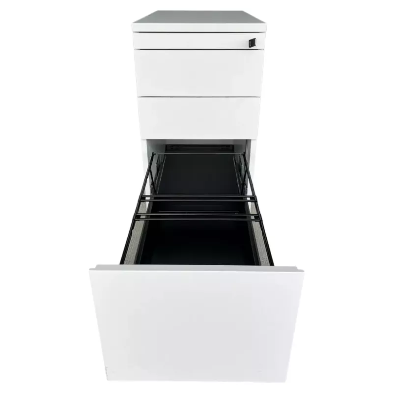 STEELCASE│Caisson hauteur bureau 4 tiroirs - 9664│Profondeur 80 cm│Blanc / Blanc / Noir