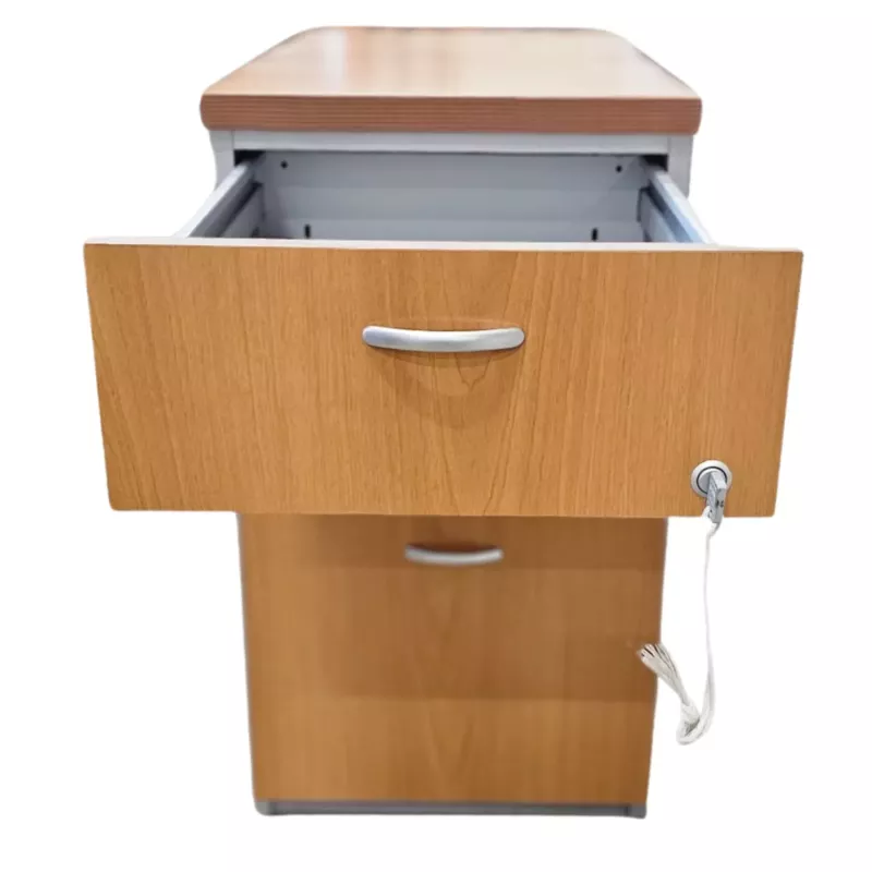 REFERENCIA│Caisson Hauteur bureau - 3 tiroirs│Profondeur 80 cm│Gris alu / Poirier