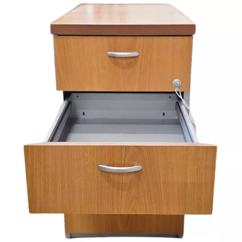 REFERENCIA│Caisson Hauteur bureau - 3 tiroirs│Profondeur 80 cm│Gris alu / Poirier