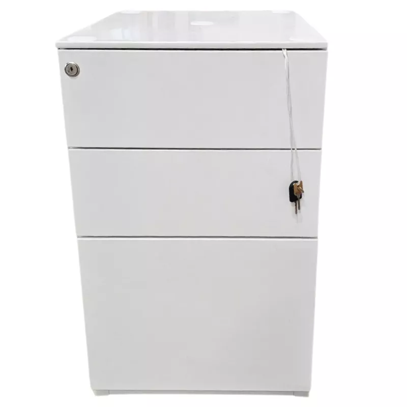 EOL│Caisson hauteur bureau - 3 Tiroirs│Profondeur 60│Blanc/Noir