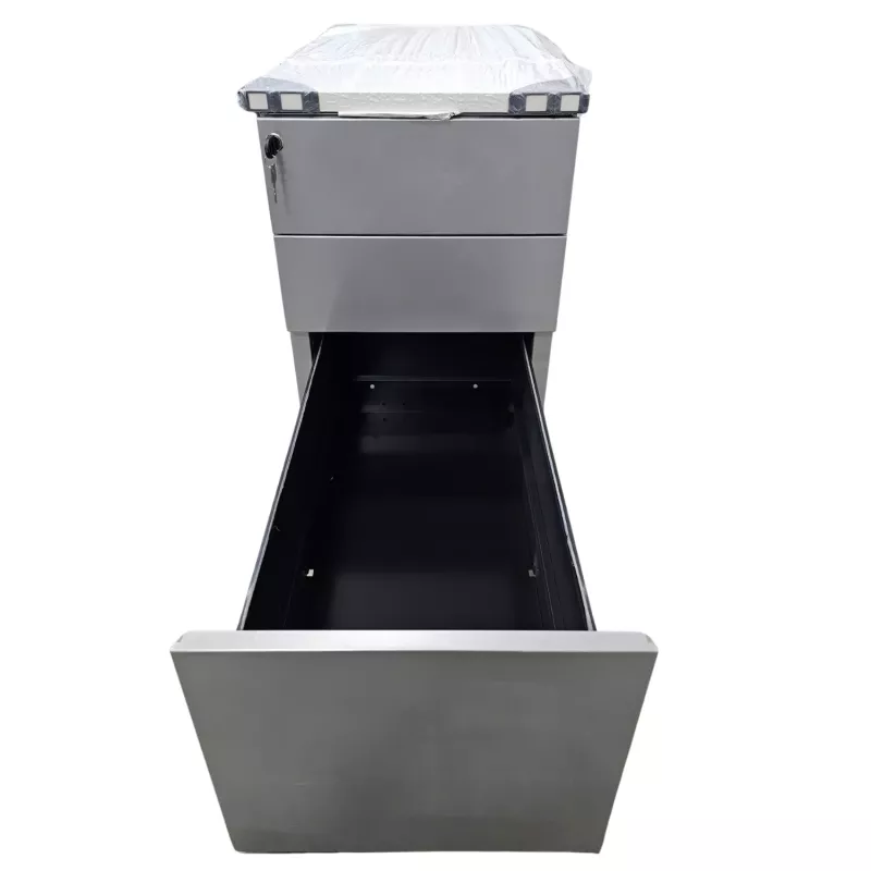 EOL│Caisson hauteur bureau - 3 Tiroirs│Profondeur 60│Gris alu/Blanc