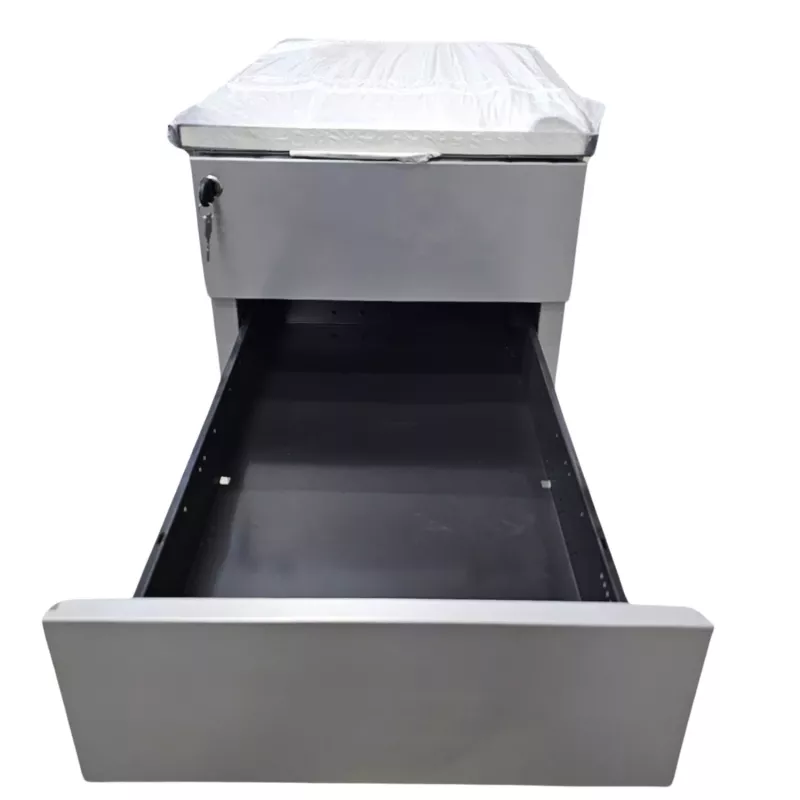 EOL│Caisson hauteur bureau - 3 Tiroirs│Profondeur 60│Gris alu/Blanc