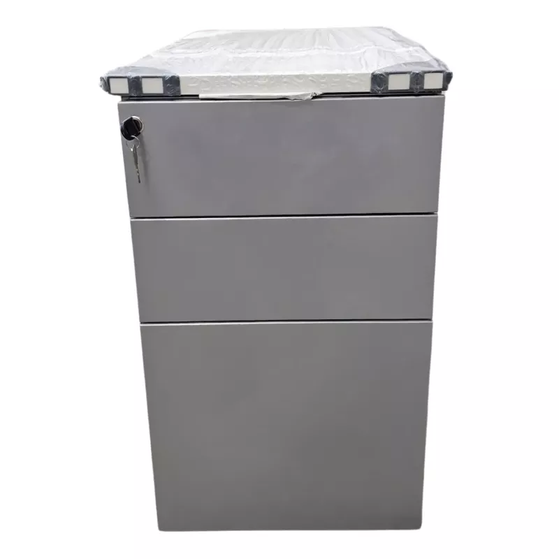 EOL│Caisson hauteur bureau - 3 Tiroirs│Profondeur 60│Gris alu/Blanc