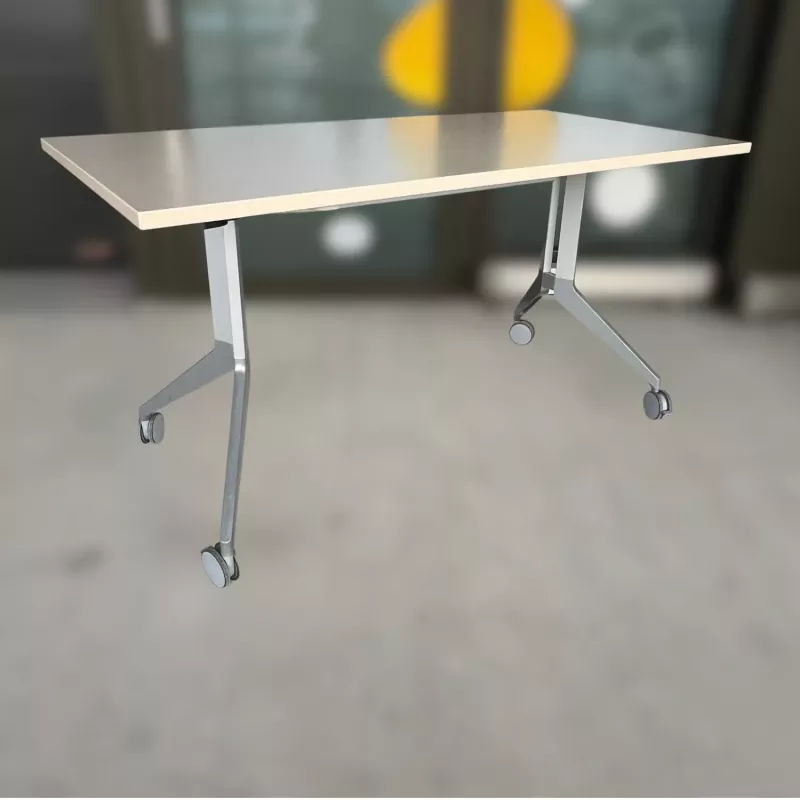 HAWORTH│Table abattante 140x70│Erable blanc/Gris alu
