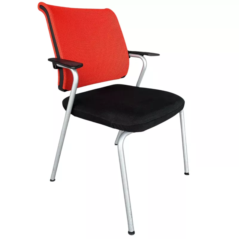 NETWIN│SEDUS - Siège visiteur empilable│Noir/rouge/Gris alu