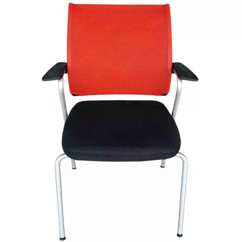 NETWIN│SEDUS - Siège visiteur empilable│Noir/rouge/Gris alu