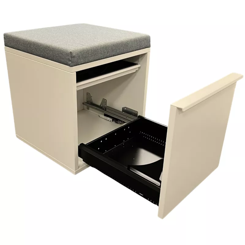 SITAG SYSTEM│Caisson sur roulettes avec top coussin tissu │Profondeur 40 cm│Blanc/Gris clair
