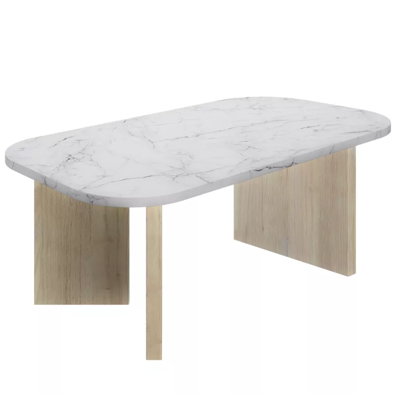 QUARTZ│Table basse Blanche/Bois