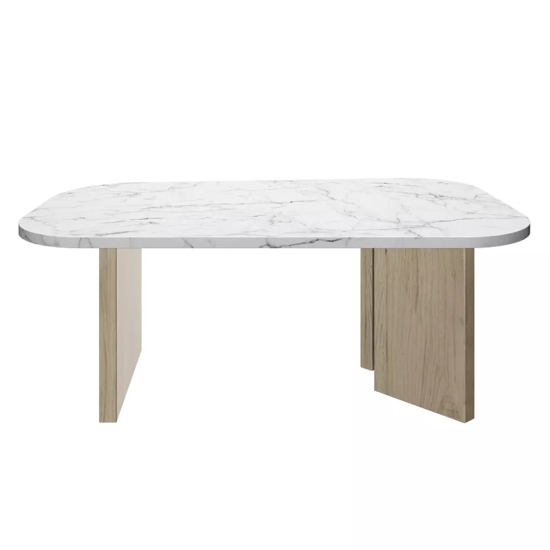 QUARTZ│Table basse Blanche/Bois