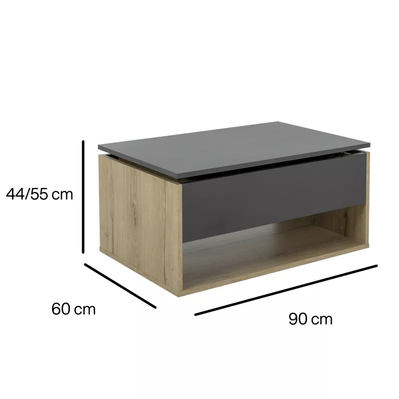 URBAN│Table basse relevante "Up&Down"│60x90xh44/55 cm